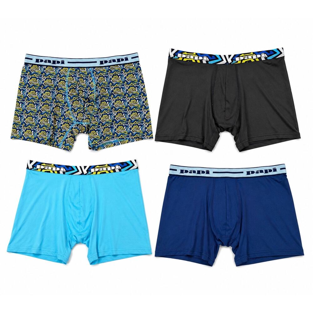 Papi Microfiber Boxer Briefs 4 Pack Black — Size Medium